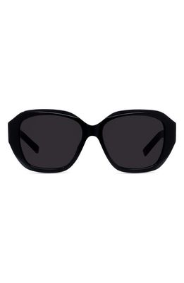 Givenchy GV Day 55mm Round Sunglasses in Shiny Black /Smoke