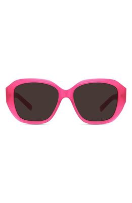 Givenchy GV Day 55mm Round Sunglasses in Shiny Fuchsia /Brown