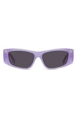 Givenchy GV Day 56mm Rectangular Sunglasses in Shiny Lilac /Smoke