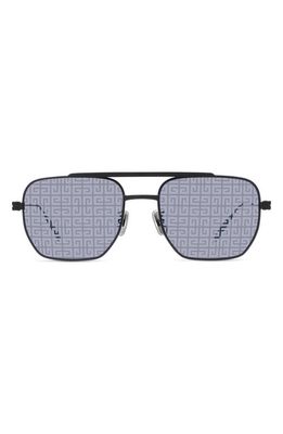 Givenchy GV Speed 51mm Mirrored Geometric Sunglasses in Matte Black /Smoke Mirror
