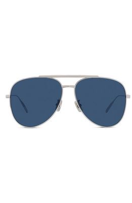 Givenchy GV Speed 59mm Aviator Sunglasses in Shiny Palladium /Blue