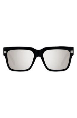 Givenchy GVDAY 55mm Square Sunglasses in Shiny Black /Smoke Mirror