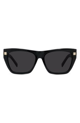 Givenchy GVDAY 55mm Square Sunglasses in Shiny Black /Smoke