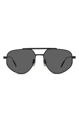 Givenchy GVSPEED 57mm Aviator Sunglasses in Matte Black /Smoke Mirror