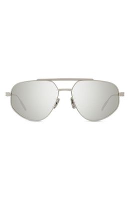 Givenchy GVSPEED 57mm Aviator Sunglasses in Shiny Palladium /Brown Mirror