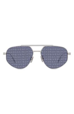 Givenchy GVSPEED 57mm Aviator Sunglasses in Shiny Palladium /Smoke Mirror