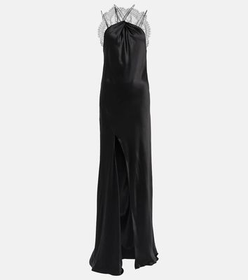 Givenchy Halterneck lace-trimmed silk satin gown