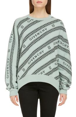 Givenchy Intarsia Logo & Chain Link Wool Sweater in Mint White