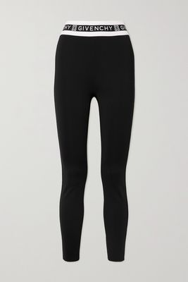Givenchy - Jacquard-trimmed Jersey Leggings - Black