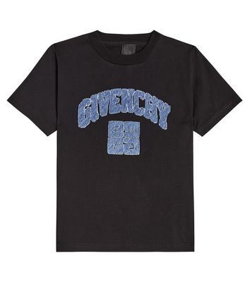 Givenchy Kids 4G denim-trimmed cotton jersey T-shirt