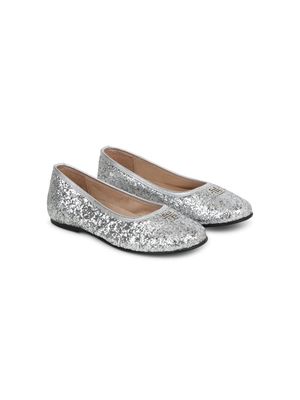 Givenchy Kids 4G glittered ballerina shoes - Grey