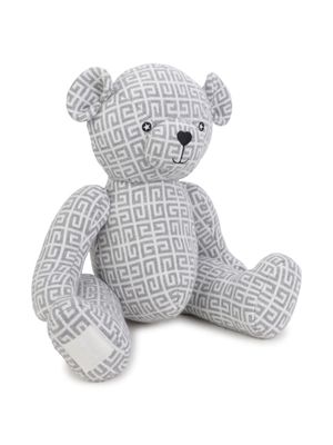 Givenchy Kids 4G-jacquard plush bear toy - Grey