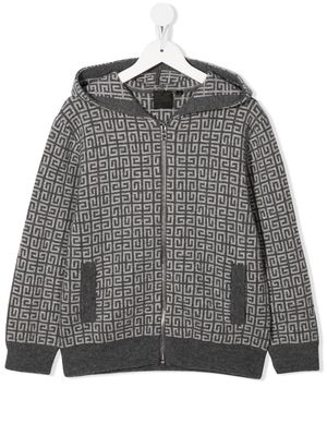 Givenchy Kids 4G knit hooded cardigan - Grey