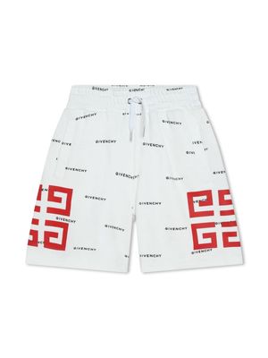 Givenchy Kids 4G logo-print track shorts - White