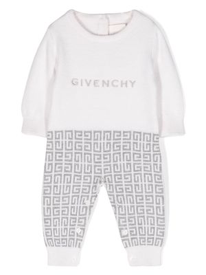 Givenchy Kids 4G-monogram knitted cotton-blend romper - White