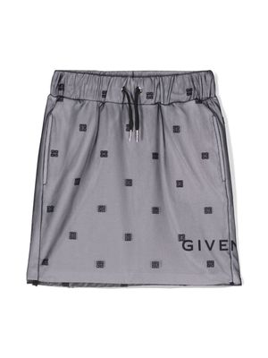 Givenchy Kids 4G-motif mesh-overlay cotton skirt - Black