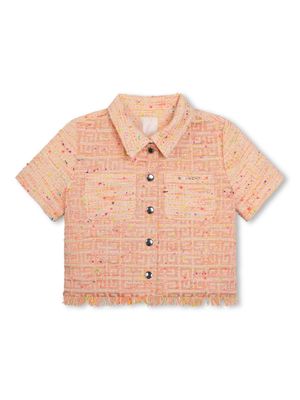 Givenchy Kids 4G-motif short-sleeve tweed shirt - Pink