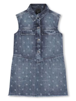 Givenchy Kids 4G-pattern denim dress - Blue