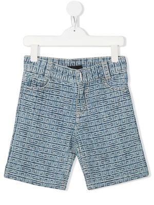 Givenchy Kids 4G-pattern denim shorts - Blue