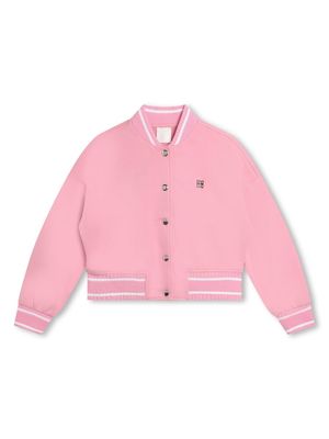 Givenchy Kids 4G-plaque fleece-texture bomber jacket - Pink
