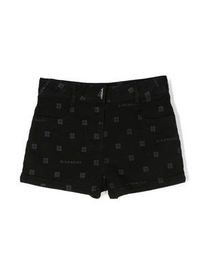 Givenchy Kids 4G print denim shorts - Black