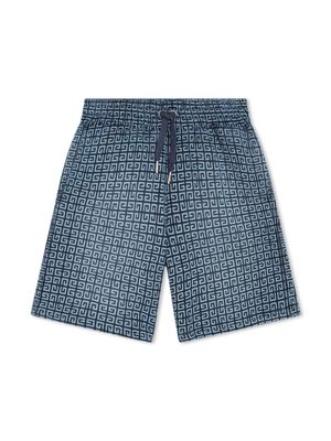 Givenchy Kids 4G-print denim shorts - Blue