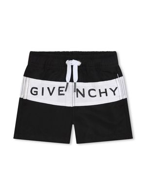 Givenchy Kids 4G-print stripe-detail swim shorts - Black