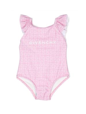 Givenchy Kids 4G ruffled swimsuit - Pink