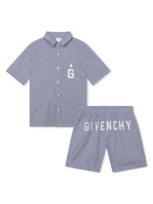 Givenchy Kids 4G striped cotton shorts set - Blue