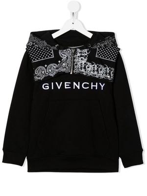 Givenchy Kids bandana logo print hoodie - Black