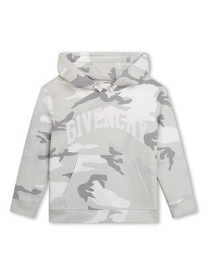 Givenchy Kids camo logo-print cotton hoodie - Grey
