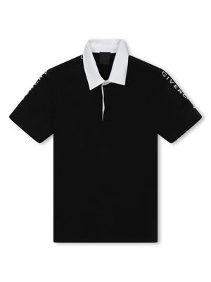 Givenchy Kids contrasting-collar cotton polo shirt - Black