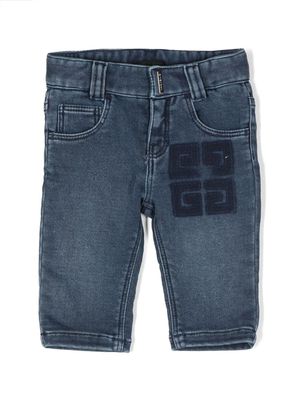 Givenchy Kids embossed-logo straight-leg jeans - Blue