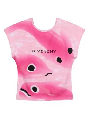 Givenchy Kids fish-print cotton T-shirt - Pink