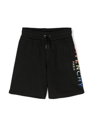 Givenchy Kids gradient-effect logo-embroidered shorts - Black