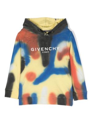 Givenchy Kids graffiti-effect logo-print hoodie - Yellow