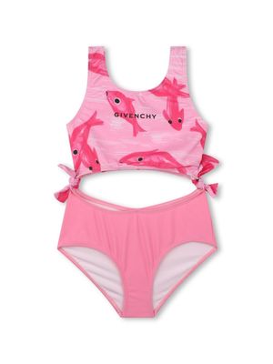 Givenchy Kids graphic-print cut-out swimsuit - Pink