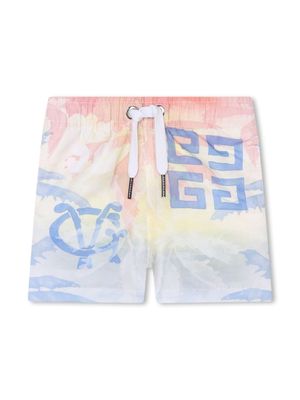 Givenchy Kids graphic-print swim shorts - Blue