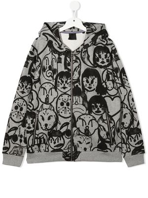 Givenchy Kids graphic print zipped hoodie - Grey