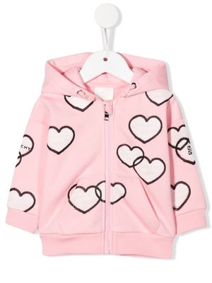 Givenchy Kids heart-print zip-up hoodie - Pink