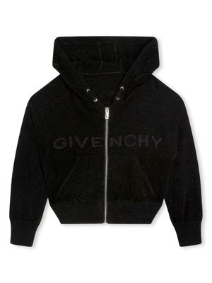 Givenchy Kids intarsia-knit zip-up hoodie - Black
