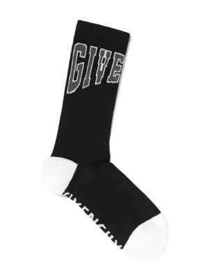 Givenchy Kids intarsia-logo ribbed socks - Black