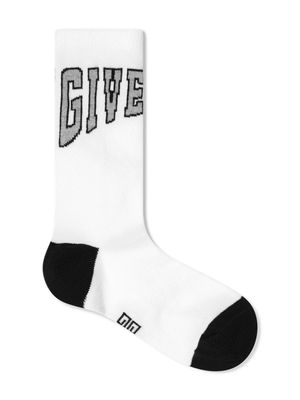 Givenchy Kids intarsia-logo ribbed socks - White