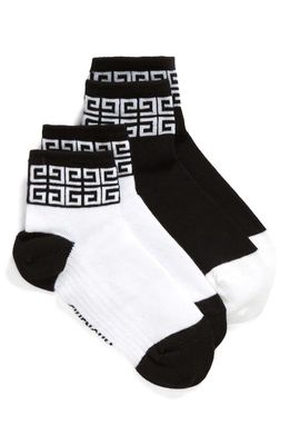 GIVENCHY KIDS Kids' 2-Pack 4G Logo Cotton Blend Socks in N50-White Black