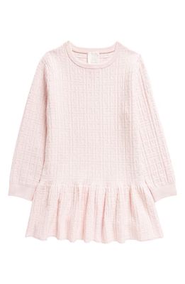 GIVENCHY KIDS Kids' 4G Jacquard Knit Ruffle Hem Sweater Dress in Marshmallow