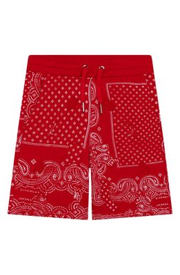 GIVENCHY KIDS Kids' Bandana Print Fleece Sweat Shorts in 991-Brightred