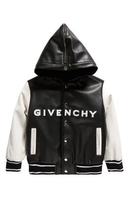 GIVENCHY KIDS Kids' Faux Leather Bomber Jacket in Black White