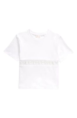 GIVENCHY KIDS Kids' Logo Embroidered Lace Inset Cotton T-Shirt in 10P-White
