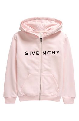 GIVENCHY KIDS Kids' Logo Graphic Zip Hoodie in Marshmallow