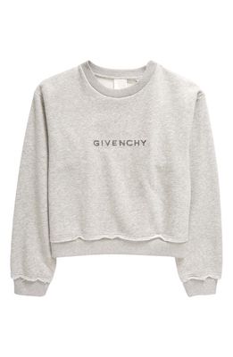 GIVENCHY KIDS Kids' Metallic Logo Cotton Blend Sweatshirt in Grey Marl